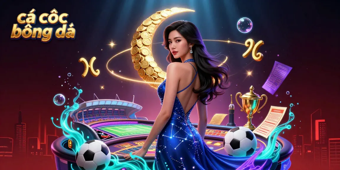 Engage in cá cược bóng đá with dynamic betting elements and an elegant character in a vibrant scene.