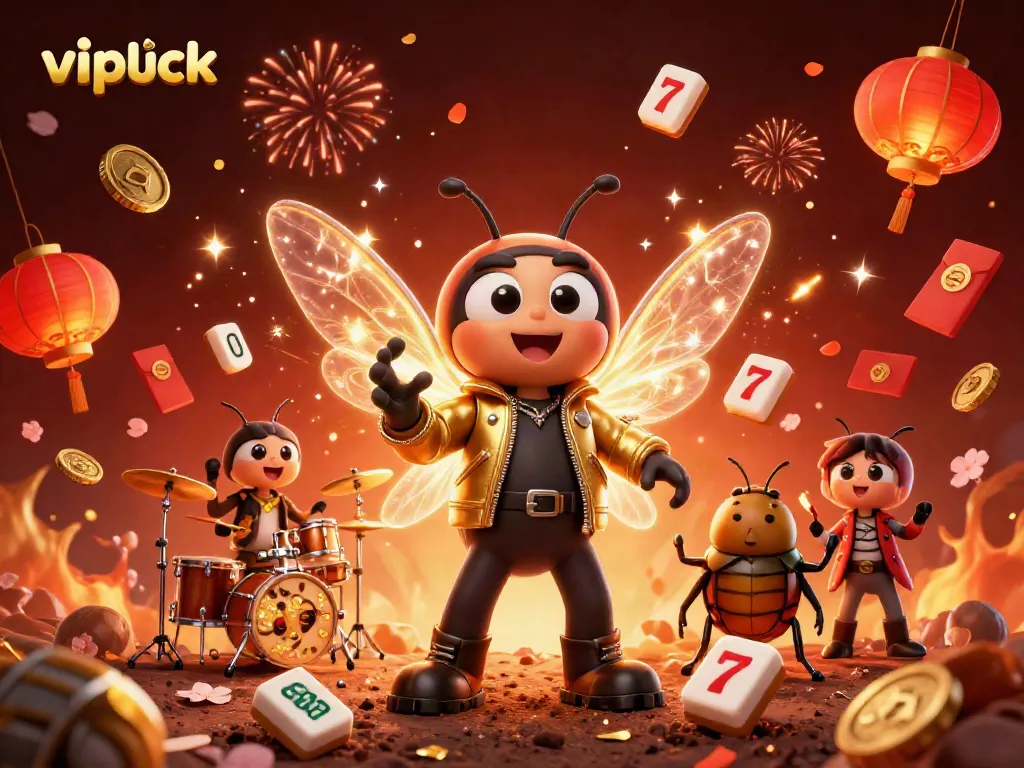 Engage with vipluck's casino vibrance as the rock star champions the thrill of slots.