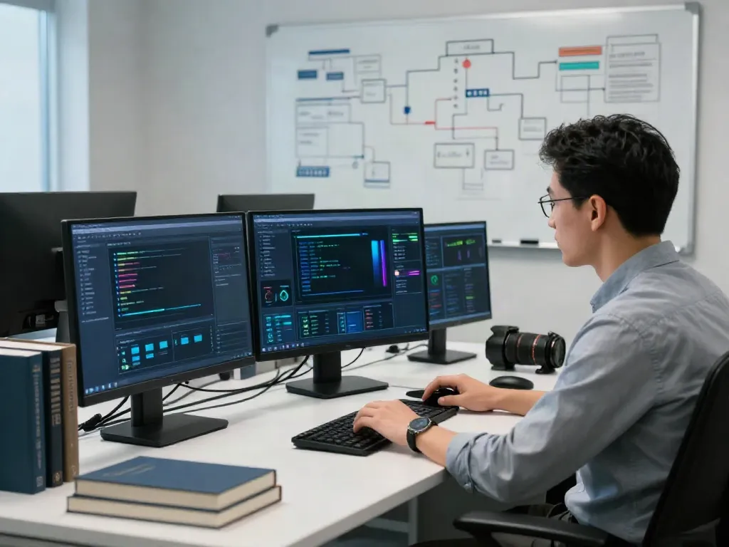 IT Security Dienstleister analysiert Sicherheitsrisiken in modernem Büroumfeld.