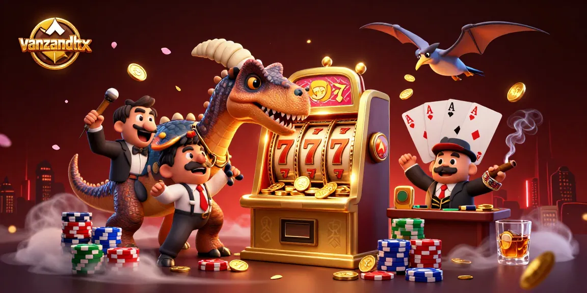 Experience the excitement of vanzandttx as cartoon dinosaurs engage in a thrilling jackpot chase at the casino.