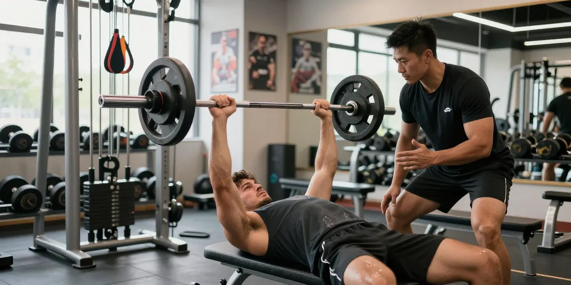 Globale Pharma Steroide im Fitnessstudio: Sportler trainiert mit Gewichten, motivierende Atmosphäre