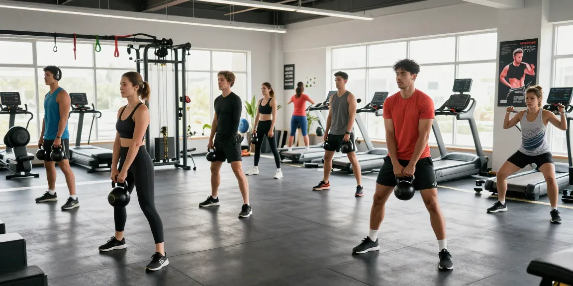 Selliza Pharma Shop in use: Vielfältige Fitnessaktivitäten im modernen Studio mit motivierten Sportlern.