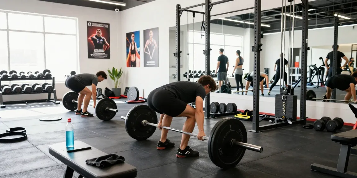 Fitness-Training im Selliza Shop mit Athleten im modernen Fitnessstudio bei dynamischen Übungen.