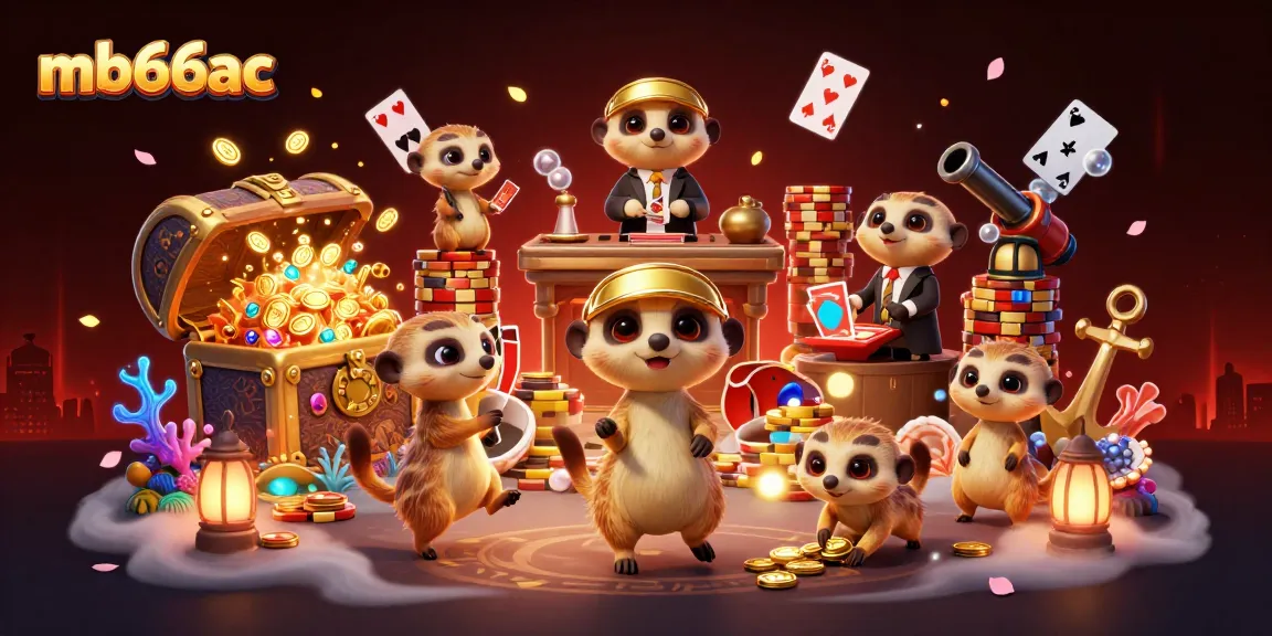 Engage with mb66ac's vibrant casino scene featuring meerkats in action with colorful game elements.
