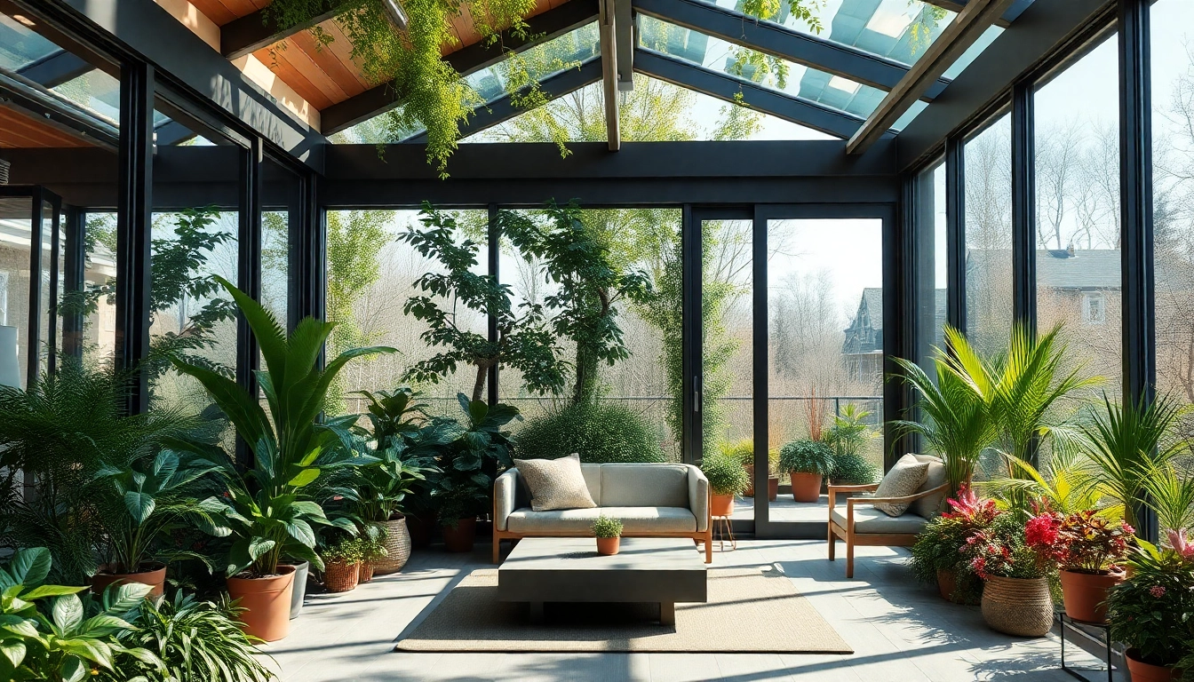Wintergarten mit modernen Elementen und natuerlichem Licht fuer ein gemuetliches Ambiente.