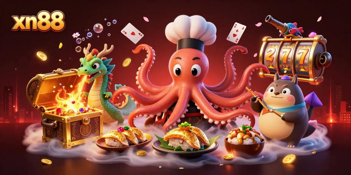 Spin to win with xn88's vibrant 3D casino scene featuring lucky slot reels and exciting game elements.