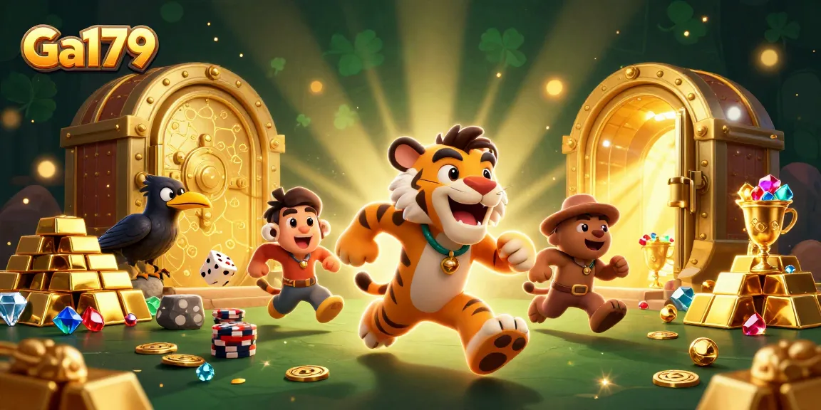 Bet and win big with Ga179 in an exciting prehistoric casino scene filled with treasures.