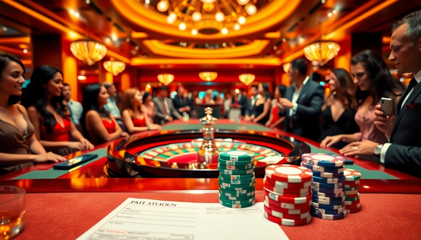 A lively casino scene at https://www.bdtk1.org/ showcasing an engaging roulette game with vibrant chips and players.