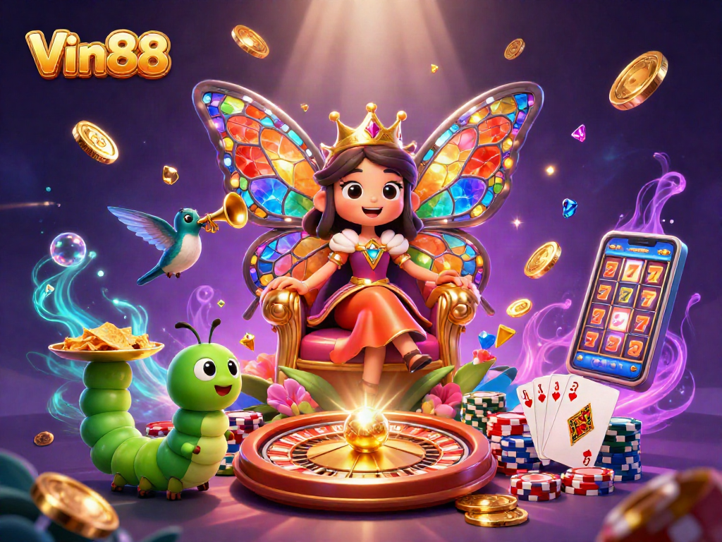 Win big at Vin88 with captivating games and vibrant casino elements illustrated.