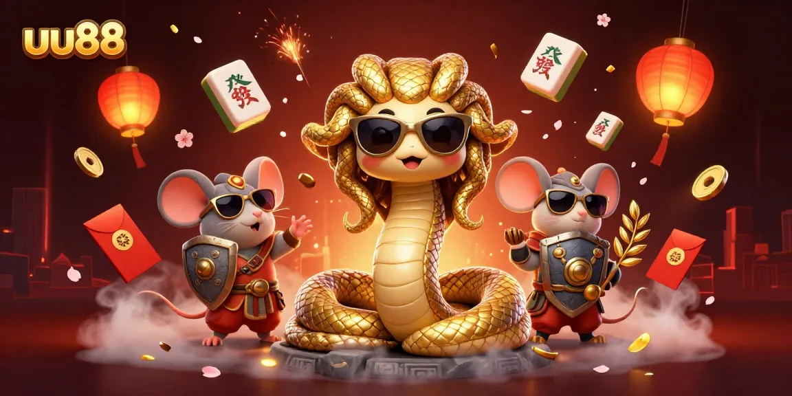 Engage in exciting games at uu88, where golden snakes and festive elements create a vibrant atmosphere.