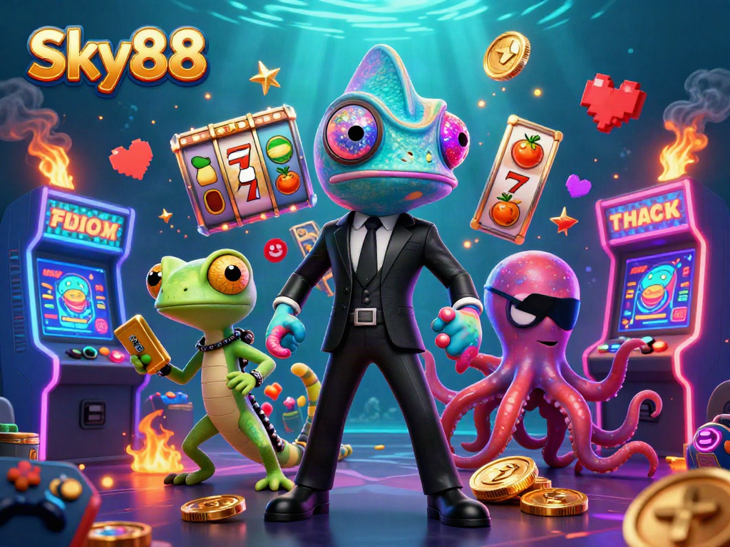 Enhance your gameplay with Sky88's vibrant 3D casino adventure featuring dynamic characters and immersive jackpot excitement.