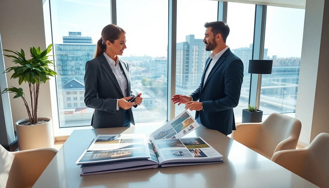 Immobilienmakler Frankfurt Eckenheim zeigt Immobilien in einem modernen Büro.