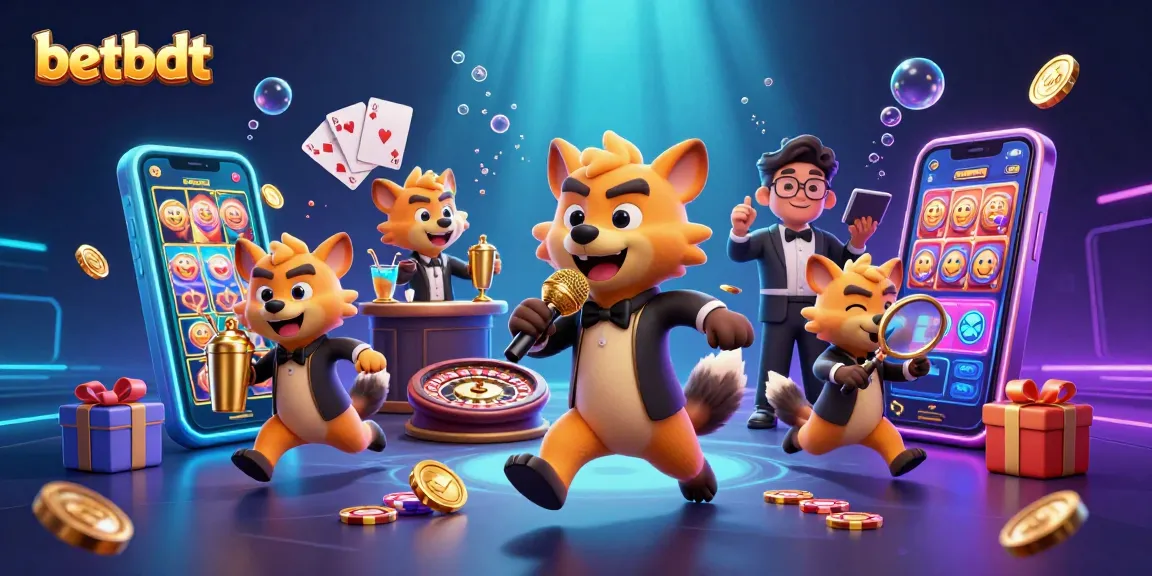 Experience the lively atmosphere at betbdt with hyenas in a casino scene featuring games and jokes.