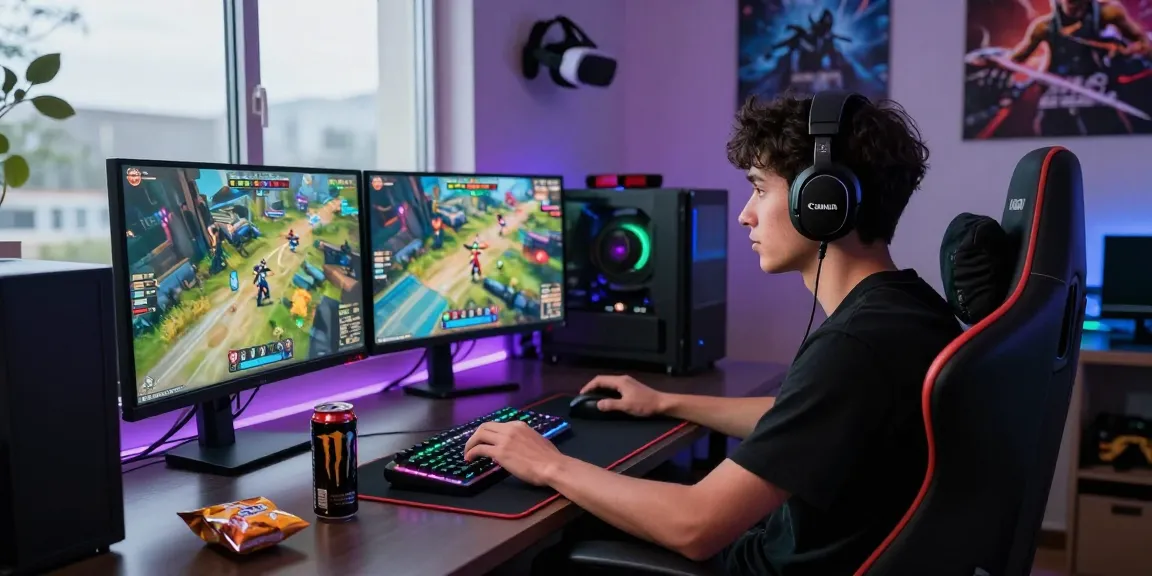 Gamer in a vibrant FAFA828 setup enjoying intense gameplay.
