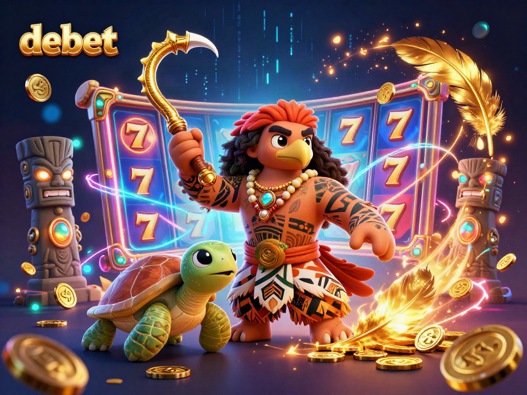 Experience the excitement of debet and vibrant slot games with this engaging 3D illustration.