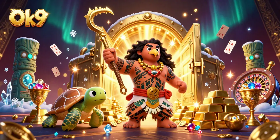 Experience exciting gaming adventures at Ok9's vibrant casino with unique characters and dazzling treasures.