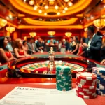 A lively casino scene at https://www.bdtk1.org/ showcasing an engaging roulette game with vibrant chips and players.