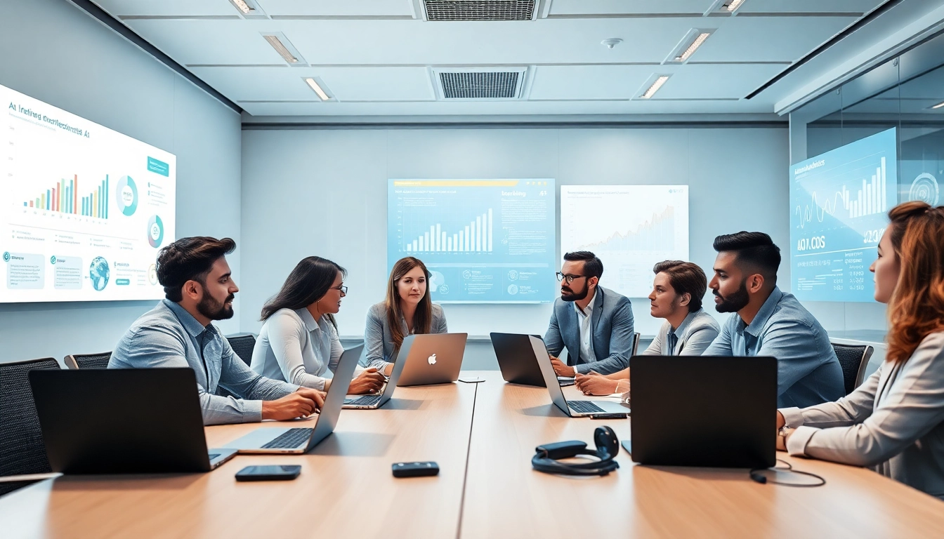 Interactive discussion on AI innovations for an 18+ audience in a modern tech workspace.