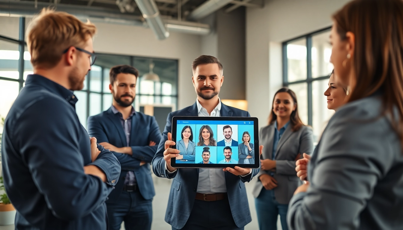 Headhunter Ingenieure präsentiert talentierte Kandidaten in einem modernen Büro.