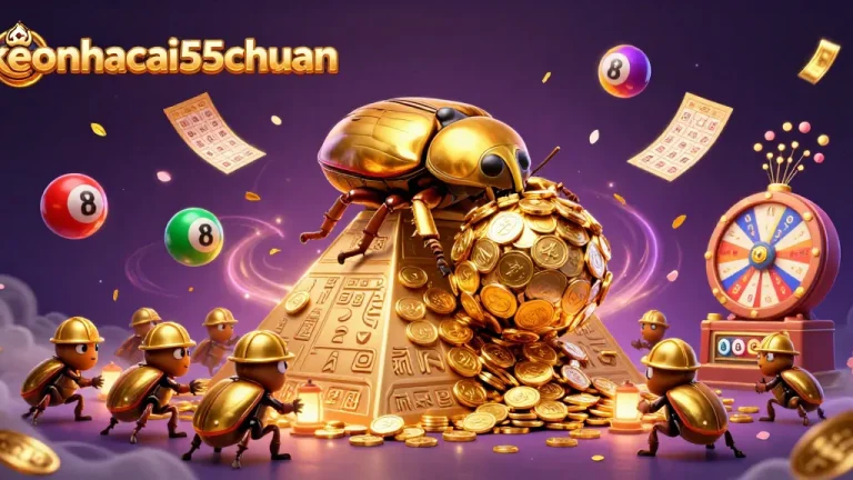 Engage with keonhacai55chuan as golden lottery elements burst in a vibrant, dynamic casino scene.