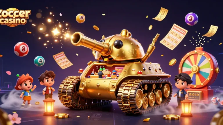 Zoccer Casino showcases a vibrant 3D cartoon scene with unique gaming elements and exciting atmosphere.